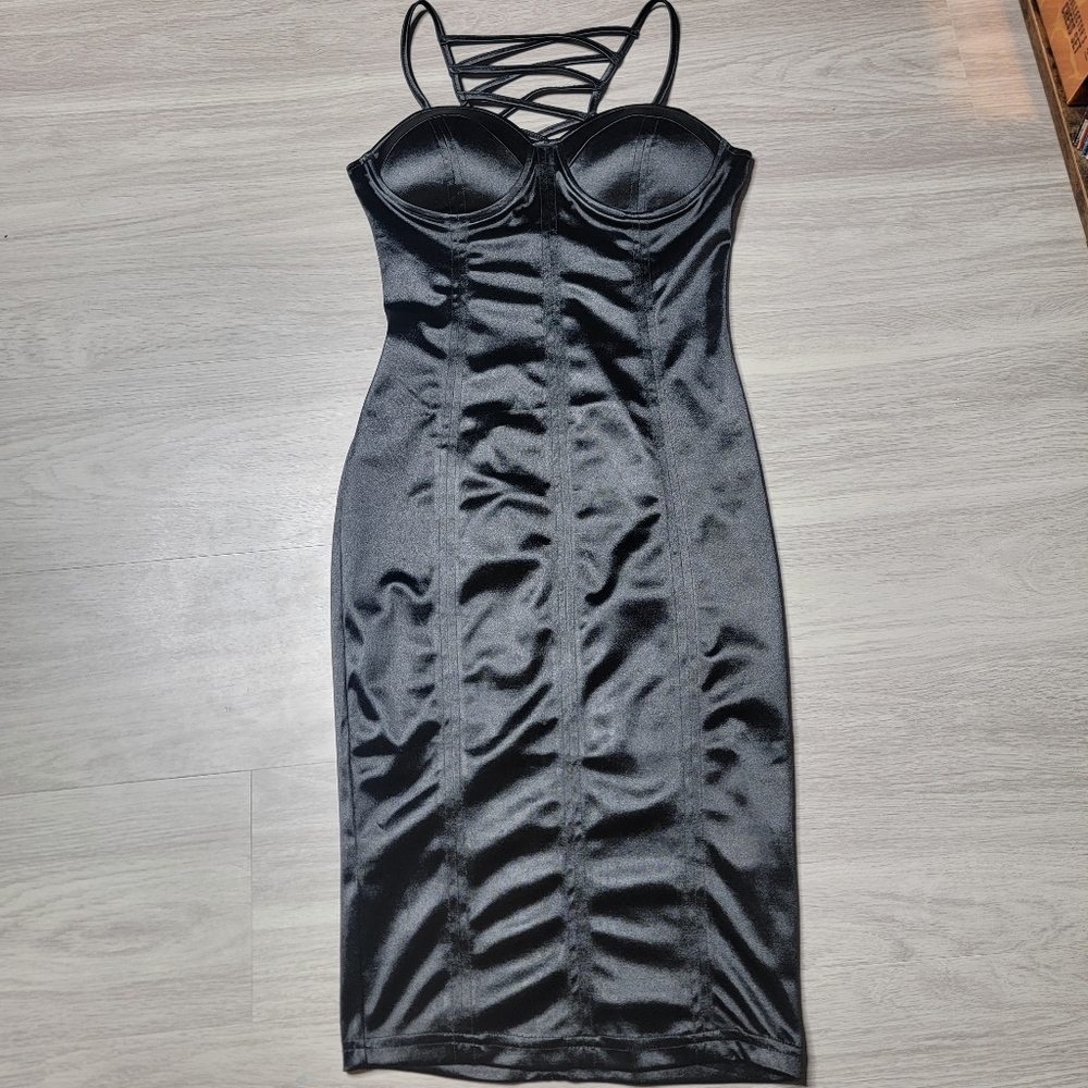 Classy Black Satin Dress